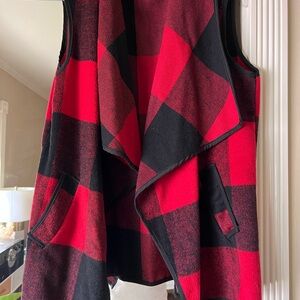 Buffalo Red Plaid Vest Womens